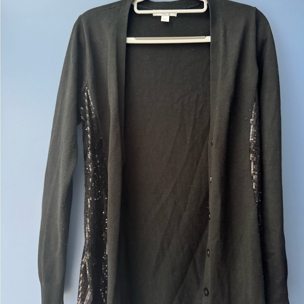 New York & Company Black Sequin Cardigan